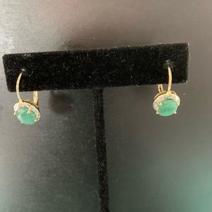 Emerald Leverback earrings in YG over 925SS
